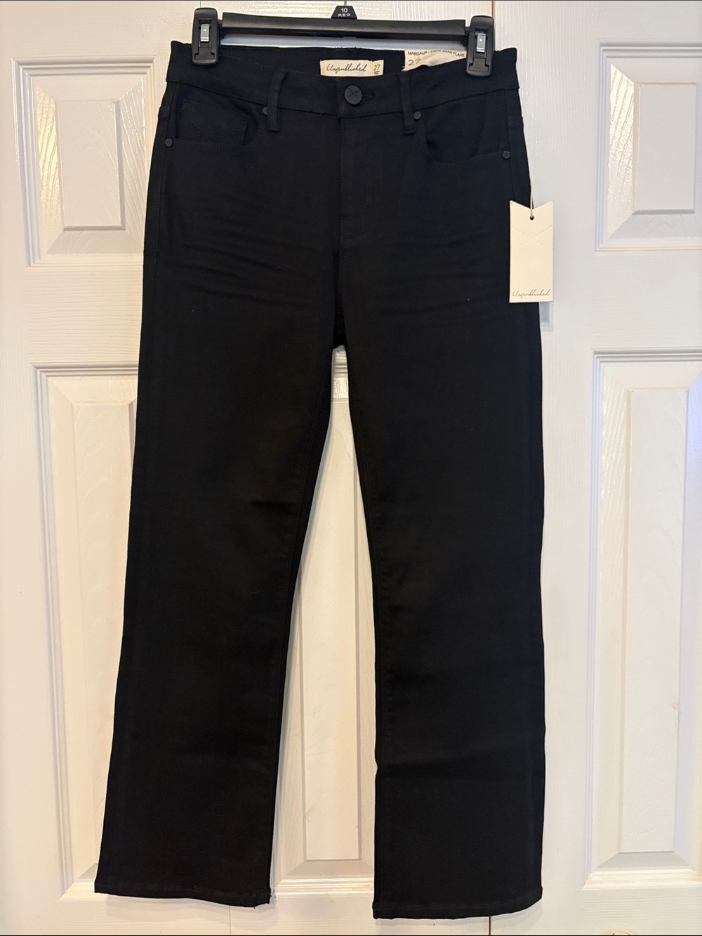 Unpublished women’s crop Demi flare Jeans in Black 700
